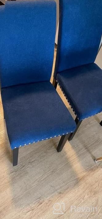 img 1 attached to NOBPEINT Dining Chair Upholstered Fabric Dining Chairs With Copper Nails,Set Of 4,Blue review by Andrew Schreider