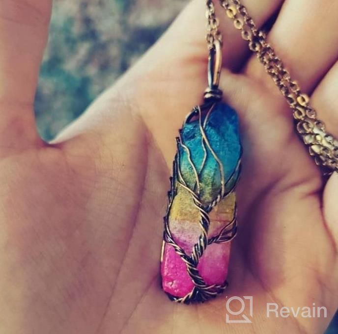 img 1 attached to Copper Wire Tree Of Life Pendant With Natural Quartz Crystal Point For Women, Reiki Healing And Chakra Alignment Jewelry Gift By Bivei review by Jessica Jackson