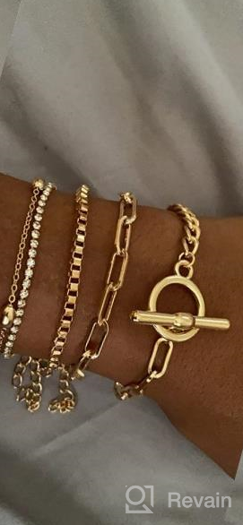 img 1 attached to 💫 Dainty IFKM Gold Bracelets for Women Girls: Layered and Adjustable Link Bracelets - 14K Gold Plated Collection review by Brittany Moore