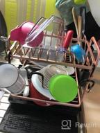 img 1 attached to 2-Tier Aluminum Sink Dish Drainer Drying Rack With Utensil Holder, Cup Hanger For Kitchen Countertop - TBMax Never Rust Gold review by Amber Loridon