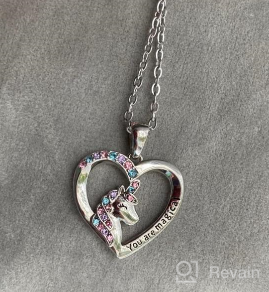 img 1 attached to Sparkle with UNGENT THEM Magical Unicorn Necklace for Girls - Crystal Heart Pendant for Enchanting Unicorn Jewelry Gifts; Perfect for Daughter, Granddaughter, Niece | Ideal for Birthdays and Christmas! review by Donna Marshall