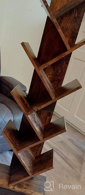 img 1 attached to Rustic 9-Tier Tree Bookshelf: HOOBRO'S Wooden Bookcase For Living Room, Bedroom, And Office review by Tyrell Rike