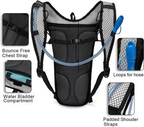 img 2 attached to 🎒 Stay Hydrated on the Go: 2L Bladder Hydration Backpack with Bite Valve for Running, Hiking, Climbing, Urban Raves, and Music Festivals, Featuring Zippered Pockets