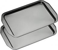 mokpi квадратные формы для выпечки тортов с антипригарным покрытием набор глубоких противней для печенья для духовки противни для выпечки премиум-класса, набор из 2 (13,2 х 7,8 х 1,9 дюйма, черный) логотип