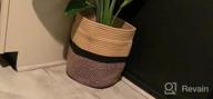 img 1 attached to TIMEYARD Sturdy Jute Rope Plant Basket Modern Woven Basket For 10" Flower Pot Floor Indoor Planters, 11” X 11” Storage Organizer Basket Rustic Home Decor, Black And Beige Stripes review by Savanna Wilson
