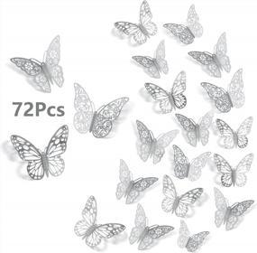img 4 attached to SAOROPEB 3D Butterfly Wall Decor, 72Pcs 3 Sizes 3 Styles, Removable Stickers Wall Decor Room Mural For Party Cake Decoration Metallic Fridge Sticker Kids Bedroom Nursery Classroom Wedding Decor DIY Gift (Silver)