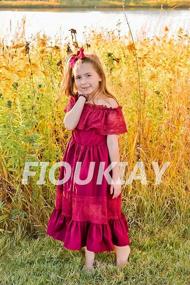 img 3 attached to Toddler Girl Off Shoulder Lace Ruffle Wedding Princess Maxi Dress Boho Gowns Holiday Dresses