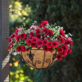 img 2 attached to Stylish And Durable Hanging Planters: Kingbuy Metal Basket With Coir Liner, 2 Pack