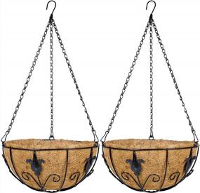 img 4 attached to Stylish And Durable Hanging Planters: Kingbuy Metal Basket With Coir Liner, 2 Pack