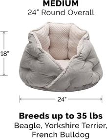 img 3 attached to 🐾 Furhaven Minky Plush and Velvet Wraparound Pet Bed - Calming Hug Bed for Cats and Small Dogs, Washable, Silver Gray, 24-Inch