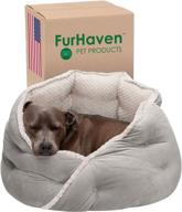 🐾 furhaven minky plush and velvet wraparound pet bed - calming hug bed for cats and small dogs, washable, silver gray, 24-inch logo