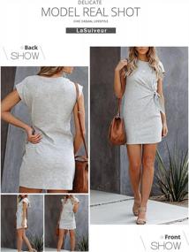 img 1 attached to Women'S Cotton T Shirt Dress - LaSuiveur Casual Bodycon Tie Waist Cap Sleeve