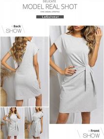 img 2 attached to Women'S Cotton T Shirt Dress - LaSuiveur Casual Bodycon Tie Waist Cap Sleeve