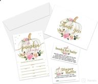 pumpkin floral baby shower invitation set: books for baby, thank you, diaper raffle, fill in invites - 100 cards logo