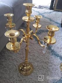 img 2 attached to Klikel Gold 24" Канделябры с 5 свечами - Классический элегантный дизайн для свадеб, званых обедов и официальных мероприятий - Зеркальная отделка с акриловыми кристаллами