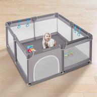 🧸 yamesmile dark grey baby playyard: 50"x50" play pen, large play yard for toddlers - with 4 pull rings and carry bag (no balls) logo