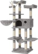 feandrea large cat tree tower, 64.6 inches, cat activity center with hammock, basket, removable fur ball sticks, cat condo logo