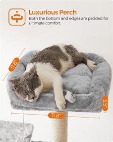 img 1 attached to FEANDREA Large Cat Tree Tower, 64.6 Inches, Cat Activity Center with Hammock, Basket, Removable Fur Ball Sticks, Cat Condo