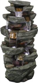 img 2 attached to SunJet 40.5” High Rocks Outdoor Water Fountain - 6-Tiers Cascading Waterfall with LED Lights, Serene Ambiance for Home Garden, Yard Décor
