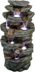 img 1 attached to SunJet 40.5” High Rocks Outdoor Water Fountain - 6-Tiers Cascading Waterfall with LED Lights, Serene Ambiance for Home Garden, Yard Décor