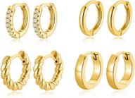 chic and versatile: 4 pairs of twisted zirconia hoop earrings for cartilage piercings logo