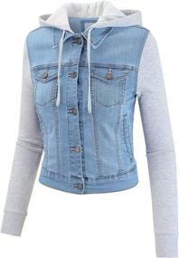 img 3 attached to FashionMille Junior Trucker Sleeve FWJ1064 D DENIM L Women's Clothing and Coats, Jackets & Vests