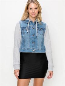 img 1 attached to FashionMille Junior Trucker Sleeve FWJ1064 D DENIM L Women's Clothing and Coats, Jackets & Vests