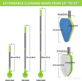 img 3 attached to 🧽 37% Shower Scrubber for Effective Cleaning, Long Handle 2-in-1 Shower Cleaning Brush with Stiff Bristles & 3 Sponge Brushes - Adjustable Bathroom Scrubber for Cleaning Tub, Floor, Tile, Wall, Bathtub