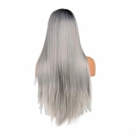 img 2 attached to FUHSI Kanekalon Fiber Dark Roots Two Tone Full Lace Wig–Soft&Smooth, Straight&No Shedding, Comfortable&Adjustable For Perfect Fit –2T60# Color Ombre 250D 22