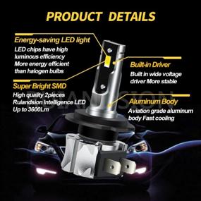 img 3 attached to Enhance Night Visibility With Ruiandsion H7 LED Headlight Bulbs - Fanless, Canbus Error-Free & Super Bright 6000K White Lights - Pack Of 2
