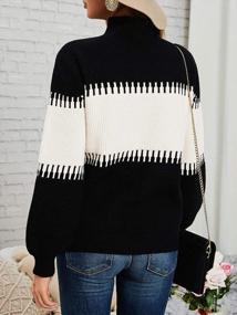 img 1 attached to Ybenlow Colorblock Oversized Turtleneck Sweater - Stylish Casual Womens Knit Pullover