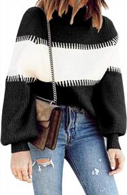 img 4 attached to Ybenlow Colorblock Oversized Turtleneck Sweater - Stylish Casual Womens Knit Pullover