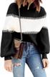 ybenlow colorblock oversized turtleneck sweater - stylish casual womens knit pullover logo