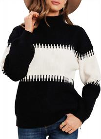 img 3 attached to Ybenlow Colorblock Oversized Turtleneck Sweater - Stylish Casual Womens Knit Pullover