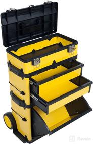 img 1 attached to 🧰 Stalwart Stackable Rolling Tool Box Organizer - Mobile Upright Rigid Tool Chest with Wheels, Drawers, and Comfort Grip Handle
