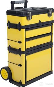 img 4 attached to 🧰 Stalwart Stackable Rolling Tool Box Organizer - Mobile Upright Rigid Tool Chest with Wheels, Drawers, and Comfort Grip Handle