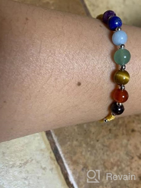 img 1 attached to 🌈 Adjustable Natural Gemstone Chakra Bracelet with Silver Spacers and Nylon Cord - 6mm Beads, 5"-6.5" for Women/Girls/Children | Cherry Tree Collection review by Derek Jha