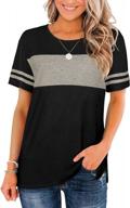 women's summer tops: jomedesign short sleeve color block tees - loose fit & comfortable! logo