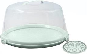 img 4 attached to 🍰 Large Cake Carrier - Top Shelf Element | 12-Cupcake Holder | Fits 11 x 6.5 Inch Cake and Dozen Cupcakes | Oversize Travel Taker with Lid and Handle | Plastic Container and Plate for Large Cakes (Green)