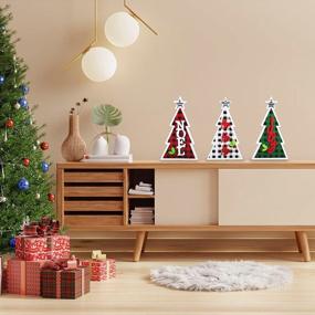 img 1 attached to Добавьте деревенский штрих к своему рождественскому декору с набором из 3 деревянных рождественских елочных табличек OYATON - Joy, Noel и Ho Ho Ho