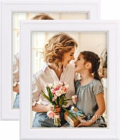 img 4 attached to Double Pack Of White And Gold Beaded GraduatePro 8X10 Picture Frames With Real Glass For Wall Or Tabletop Display Of Photos With Wooden Look