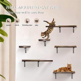 img 3 attached to 🐱 RUICHENG Cat Wall Shelves with Sisal Cushion and Scratching Surface - Easy & Secure Wall Mount, Neutral Style (Light Black)