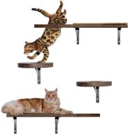 🐱 ruicheng cat wall shelves with sisal cushion and scratching surface - easy & secure wall mount, neutral style (light black) logo