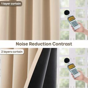 img 2 attached to Anjee 100% Room Darkening Beige Blackout Curtains - 84 Inches Long, Thermal Insulated Living Room Drapes With 2 Panels - 52X84 Inches