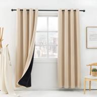 anjee 100% room darkening beige blackout curtains - 84 inches long, thermal insulated living room drapes with 2 panels - 52x84 inches logo
