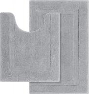 fluffy plush 2-piece bathroom rug set - non-slip & washable, u-shape toilet mat and carpet, 20"x24" and 20"x32", light grey by shacos logo