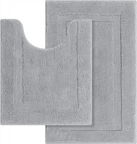 img 4 attached to Fluffy Plush 2-Piece Bathroom Rug Set - Non-Slip & Washable, U-Shape Toilet Mat And Carpet, 20"X24" And 20"X32", Light Grey By SHACOS