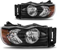 🚗 2002-2005 dodge ram 1500/2003-2005 ram 2500 3500 black headlight assembly with amber reflector (passenger & driver side) - dwvo логотип