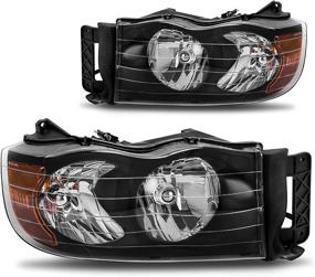 img 4 attached to 🚗 2002-2005 Dodge Ram 1500/2003-2005 Ram 2500 3500 Black Headlight Assembly with Amber Reflector (Passenger & Driver Side) - DWVO