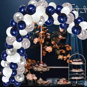 img 2 attached to 🎈 122-Piece Balloon Garland Arch Kit - Navy Blue, Silver Confetti, White Balloon Arch with 16ft Strip Tape - Ideal for Wedding, Birthday, Baby Shower, Graduation, Anniversary & DIY Party Decorations